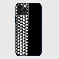 Чехол iPhone 12 Pro Max Белые треугольники на чёрном фоне