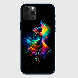 Чехол iPhone 12 Pro Max Неоновая танцовщица в звездном небе