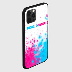 Чехол для iPhone 12 Pro Max Real Madrid neon gradient style посередине, цвет: 3D-черный — фото 2