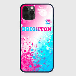 Чехол для iPhone 12 Pro Max Brighton neon gradient style посередине, цвет: 3D-черный