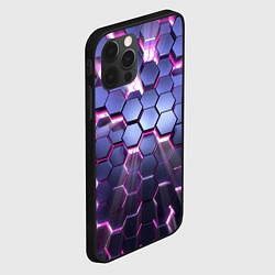 Чехол для iPhone 12 Pro Max Плиты с сиреневым неоновым свечением, цвет: 3D-черный — фото 2