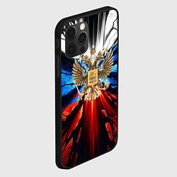 Чехол для iPhone 12 Pro Max Герб России триколор, цвет: 3D-черный — фото 2