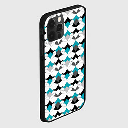 Чехол для iPhone 12 Pro Max Разноцветный черный голубой с белым геометрический, цвет: 3D-черный — фото 2