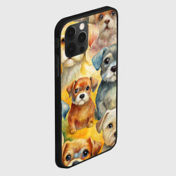 Чехол для iPhone 12 Pro Max Красочный паттерн с щенками, цвет: 3D-черный — фото 2