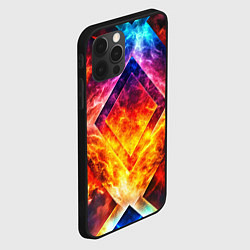 Чехол для iPhone 12 Pro Max Красочный неоновый узор с огнем на фоне, цвет: 3D-черный — фото 2