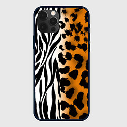 Чехол для iPhone 12 Pro Max Леопардовые пятна с полосками зебры, цвет: 3D-черный