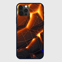 Чехол для iPhone 12 Pro Max Оранжевый объемный неон из разлома плит, цвет: 3D-черный
