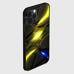 Чехол для iPhone 12 Pro Max Желтый и синий неон из разлома плит, цвет: 3D-черный — фото 2