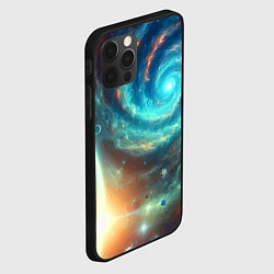 Чехол для iPhone 12 Pro Max Неоновая далёкая галактика - нейросеть, цвет: 3D-черный — фото 2