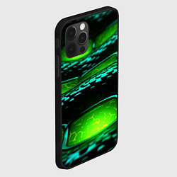 Чехол для iPhone 12 Pro Max Зеленая змеиная абстрактная текстура, цвет: 3D-черный — фото 2