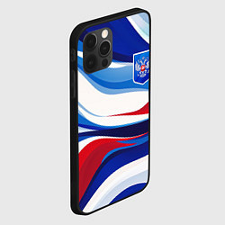 Чехол для iPhone 12 Pro Max Герб России на абстрактном фоне в цветах России, цвет: 3D-черный — фото 2