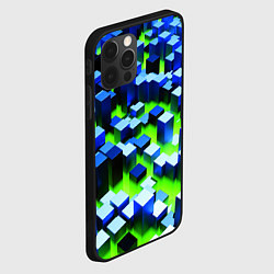 Чехол для iPhone 12 Pro Max Синие блоки в зеленом тумане, цвет: 3D-черный — фото 2