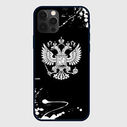 Чехол для iPhone 12 Pro Max Россия герб краски брызги, цвет: 3D-черный