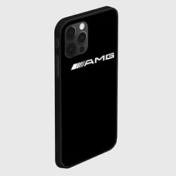 Чехол для iPhone 12 Pro Max Amg logo white, цвет: 3D-черный — фото 2