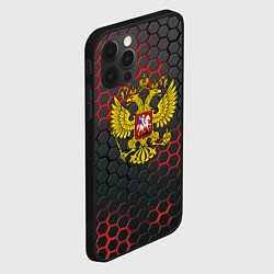 Чехол для iPhone 12 Pro Max Герб РФ соты броня, цвет: 3D-черный — фото 2