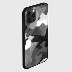 Чехол для iPhone 12 Pro Max Камуфляж серый монохром, цвет: 3D-черный — фото 2
