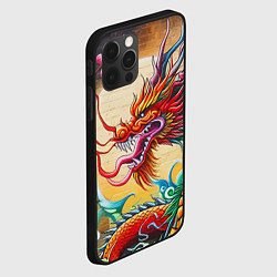 Чехол для iPhone 12 Pro Max Дракон на фоне солнца и сакуры - граффити, цвет: 3D-черный — фото 2