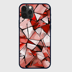 Чехол iPhone 12 Pro Max Чёрно-красная абстракция и чёрные полосы