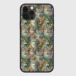Чехол для iPhone 12 Pro Max Волки паттерн, цвет: 3D-черный