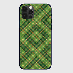 Чехол для iPhone 12 Pro Max Узор в ромбовидную клетку с золотыми линиями, цвет: 3D-черный