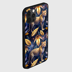 Чехол для iPhone 12 Pro Max Леопард с золотыми листьями паттерны, цвет: 3D-черный — фото 2