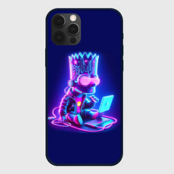 Чехол для iPhone 12 Pro Max Барт Симпсон сидит в лэптопе - нейросеть, цвет: 3D-черный