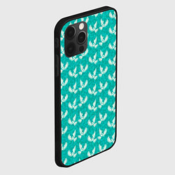 Чехол для iPhone 12 Pro Max Белые совы на бирюзовом фоне, цвет: 3D-черный — фото 2