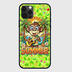 Чехол для iPhone 12 Pro Max Обезьяна с гитарой летний вайб, цвет: 3D-черный