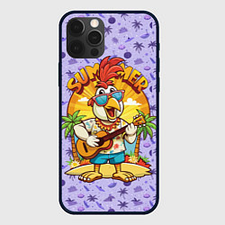 Чехол iPhone 12 Pro Max Жаркое лето петух играет на гитаре