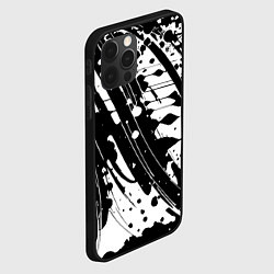 Чехол для iPhone 12 Pro Max Чёрно белая абстракция - кляксы, цвет: 3D-черный — фото 2