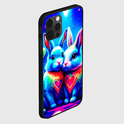 Чехол для iPhone 12 Pro Max Неоновые зайчики - любовь сердечки, цвет: 3D-черный — фото 2