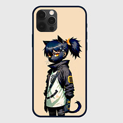 Чехол для iPhone 12 Pro Max Прикольная чёрная кошечка - нейросеть, цвет: 3D-черный