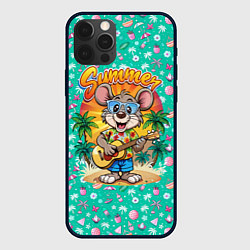 Чехол для iPhone 12 Pro Max Грызун играет на гитаре жарким летом, цвет: 3D-черный