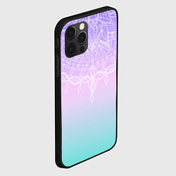 Чехол для iPhone 12 Pro Max Розово-голубой градиент с узором мандала, цвет: 3D-черный — фото 2