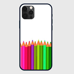 Чехол для iPhone 12 Pro Max Разноцветные карандаши художественные, цвет: 3D-черный
