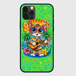Чехол iPhone 12 Pro Max Кот играет на гитаре летом