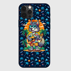 Чехол iPhone 12 Pro Max Волк с гитарой на острове