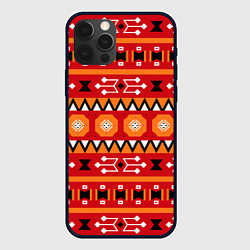 Чехол для iPhone 12 Pro Max Этническая геометрия в ярких цветах, цвет: 3D-черный