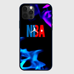 Чехол для iPhone 12 Pro Max NBA neon flame, цвет: 3D-черный