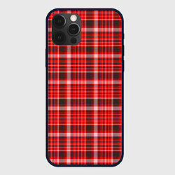 Чехол для iPhone 12 Pro Max Красный клетчатый узор, цвет: 3D-черный