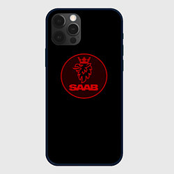 Чехол для iPhone 12 Pro Max Saab red logo, цвет: 3D-черный