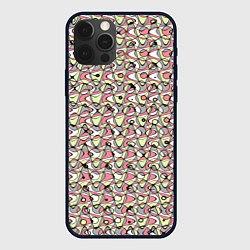 Чехол iPhone 12 Pro Max Абстрактный паттерн салатово-розовый