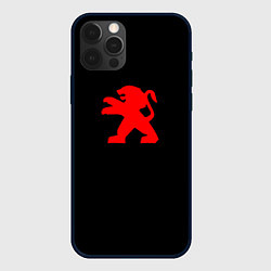 Чехол для iPhone 12 Pro Max Peugeot red logo, цвет: 3D-черный