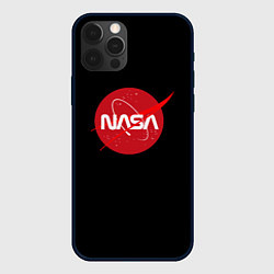 Чехол для iPhone 12 Pro Max Nasa logo red, цвет: 3D-черный