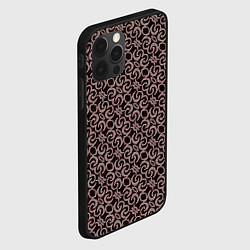 Чехол для iPhone 12 Pro Max Бордовый крупный кружевной узор, цвет: 3D-черный — фото 2