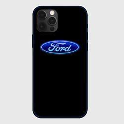 Чехол для iPhone 12 Pro Max Ford neon steel, цвет: 3D-черный