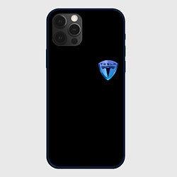 Чехол для iPhone 12 Pro Max Tesla logo neon, цвет: 3D-черный