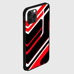 Чехол для iPhone 12 Pro Max Бело-красные линии на чёрном фоне, цвет: 3D-черный — фото 2