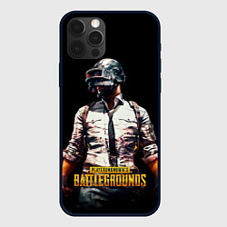 Чехол для iPhone 12 Pro Max PUBG игрок на закате черный фон, цвет: 3D-черный