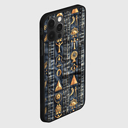 Чехол для iPhone 12 Pro Max Египетские символы на дениме, цвет: 3D-черный — фото 2